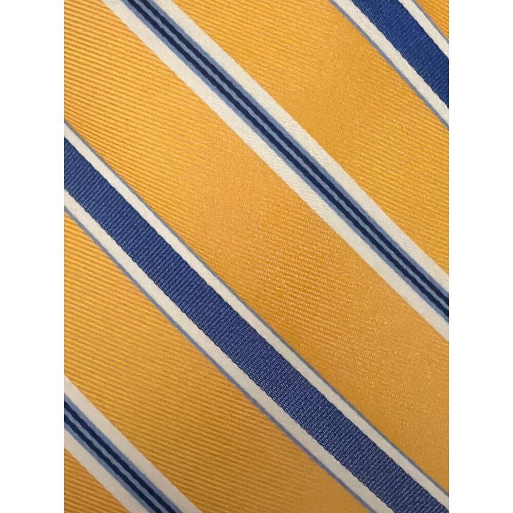 Tommy Hilfiger Yellow Blue White Stripe  Woven Silk Men’s  Necktie